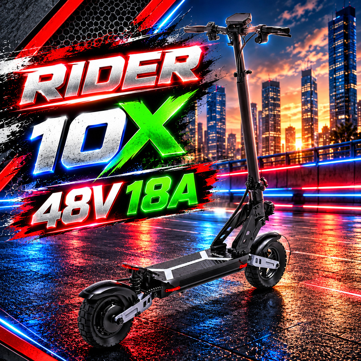 ריידר 10 צהוב ריידר 10X/ סוללה 48V 18H מנוע 800W/מעצורי דיסק איכותיים – תמונה 1