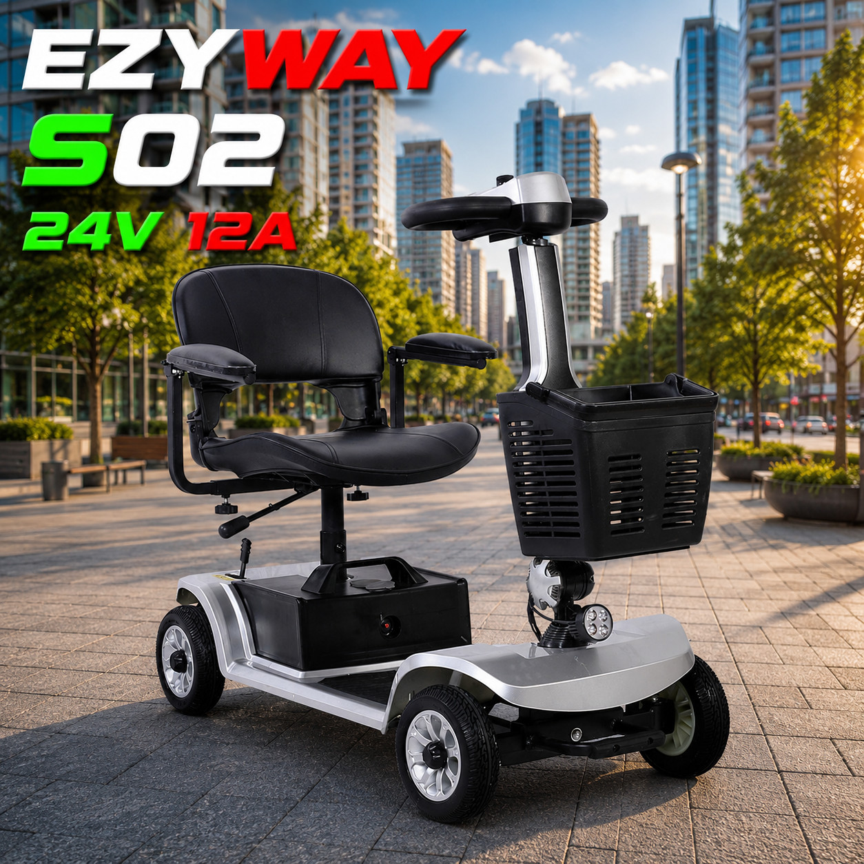 קולנועית EZYWAY S02  /סוללה 24V 12A /משקל העמסה 190 קג"/  טווח עד 20 קילומטר/ מתקפל מאושר טיסה